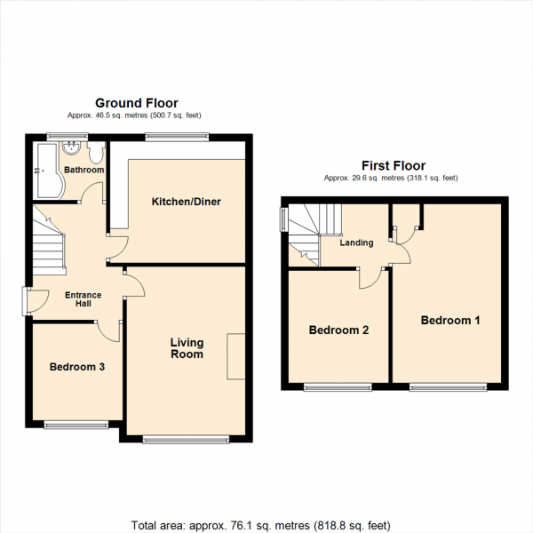 Floor Plan Image for 3 Bedroom Semi-Detached Bungalow for Sale in Richardson Crescent, Leeds