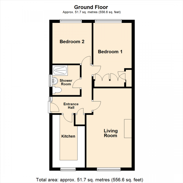 Floor Plan Image for 2 Bedroom Semi-Detached Bungalow for Sale in Rockingham Way, Leeds