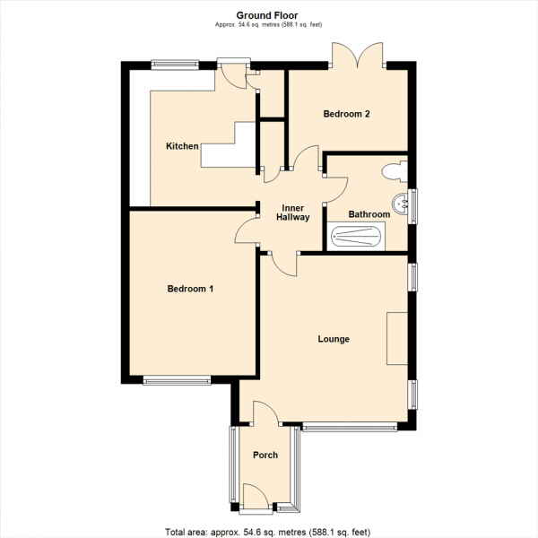 Floor Plan Image for 2 Bedroom Semi-Detached Bungalow for Sale in Kelmscott Garth, Leeds