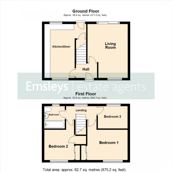 Floor Plan Image for 3 Bedroom Detached House for Sale in Hertford Close, Leeds