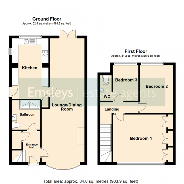 Floor Plan Image for 3 Bedroom Semi-Detached House for Sale in Lyme Chase, LEEDS