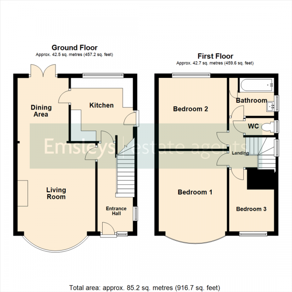 Floor Plan Image for 3 Bedroom Semi-Detached House for Sale in Kingswear View, Leeds