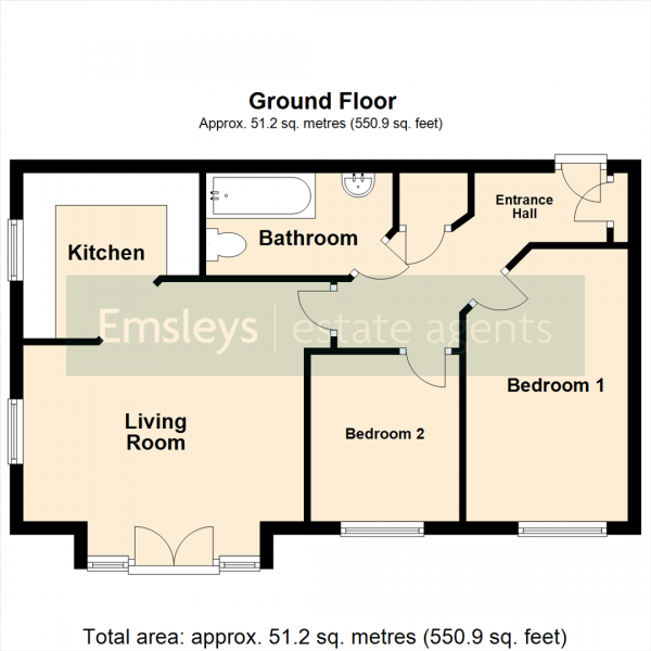 Floor Plan Image for 2 Bedroom Apartment for Sale in Ash Court, Leeds