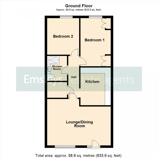 Floor Plan Image for 2 Bedroom Flat for Sale in Sandbed Lawns, Leeds