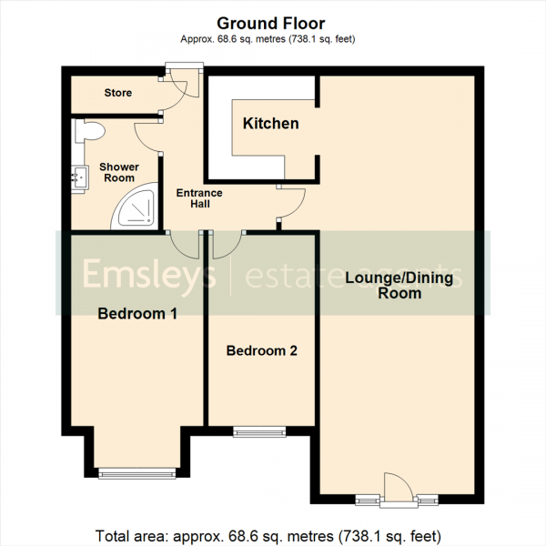 Floor Plan Image for 2 Bedroom Flat for Sale in Sandbed Lawns, Leeds