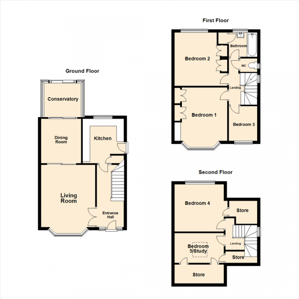 Floor Plan Image for 4 Bedroom Semi-Detached House for Sale in Manston Way, Leeds