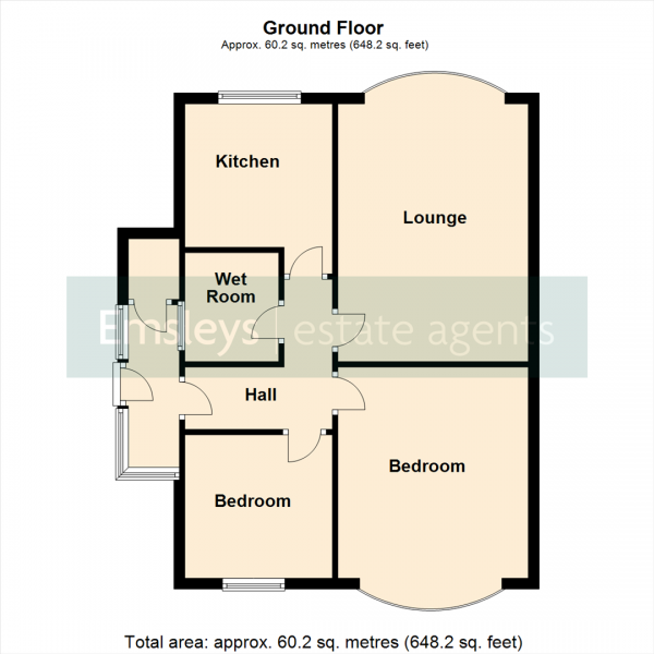 Floor Plan for 2 Bedroom Flat for Sale in Pendas Way, Crossgates, Leeds 15, LS15, 8LA -  &pound155,000