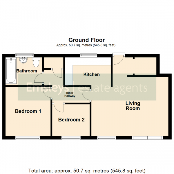 Floor Plan Image for 2 Bedroom Flat for Sale in Beulah Terrace, Crossgates, Leeds