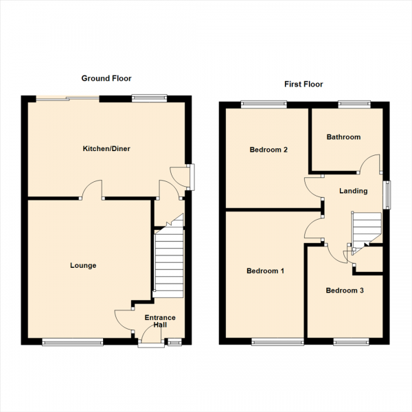 Floor Plan Image for 3 Bedroom Semi-Detached House to Rent in Park Avenue, Sherburn In Elmet, Leeds