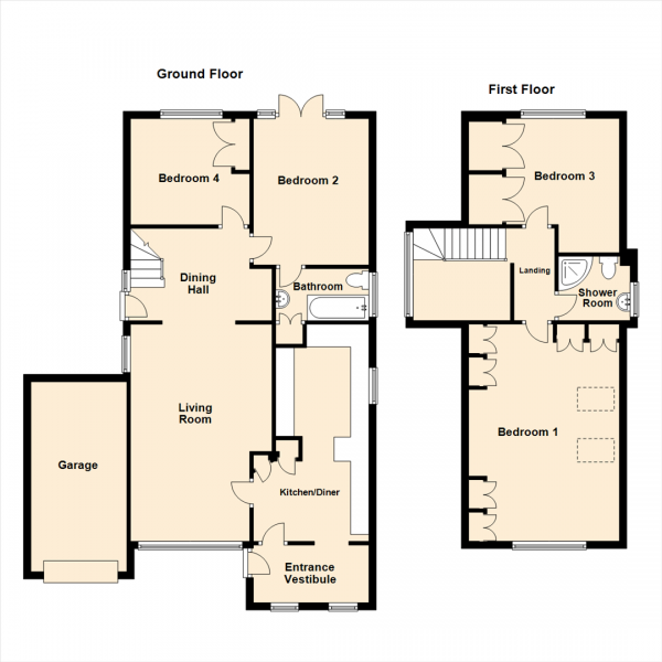 Floor Plan Image for 4 Bedroom Detached Bungalow for Sale in Gascoigne Avenue, Barwick In Elmet, Leeds