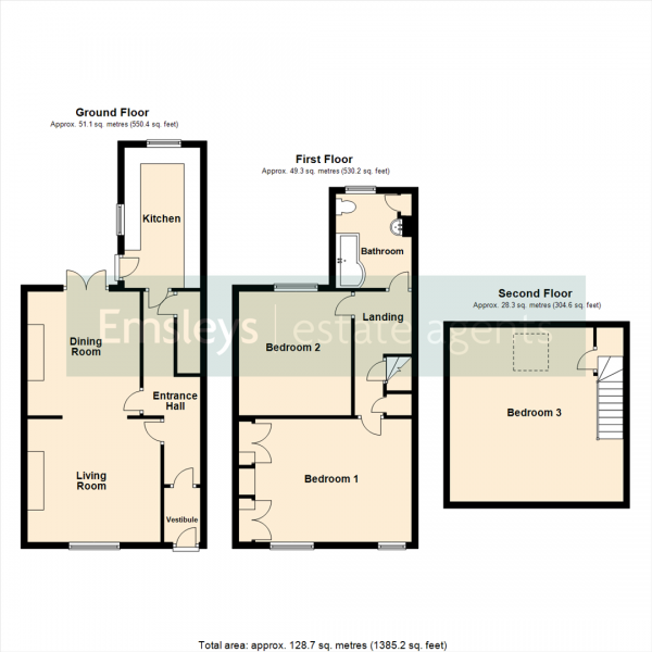 Floor Plan Image for 3 Bedroom Terraced House for Sale in Main Street, Scholes, Leeds