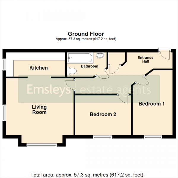 Floor Plan Image for 2 Bedroom Flat for Sale in Ash Court, Leeds