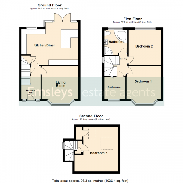 Floor Plan Image for 4 Bedroom Semi-Detached House for Sale in Hawkhill Gardens, Leeds