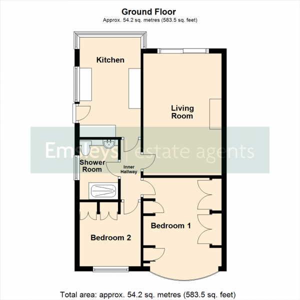 Floor Plan Image for 2 Bedroom Semi-Detached Bungalow for Sale in Lulworth Avenue, Leeds