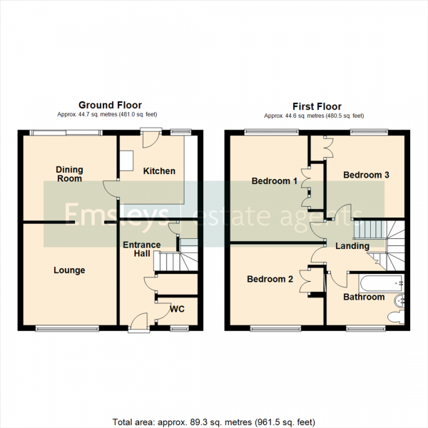 Floor Plan Image for 3 Bedroom Terraced House for Sale in Red Hall Lane, Whinmoor, Leeds