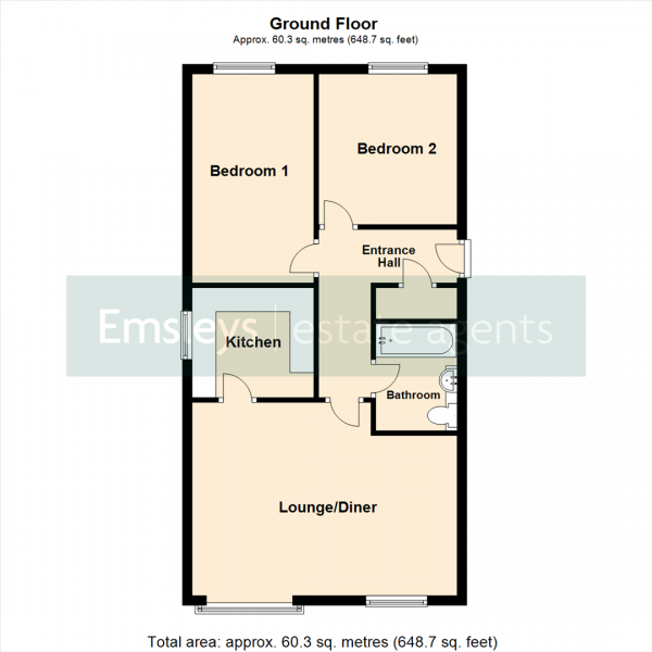 Floor Plan Image for 2 Bedroom Flat for Sale in Sandbed Lawns, Leeds