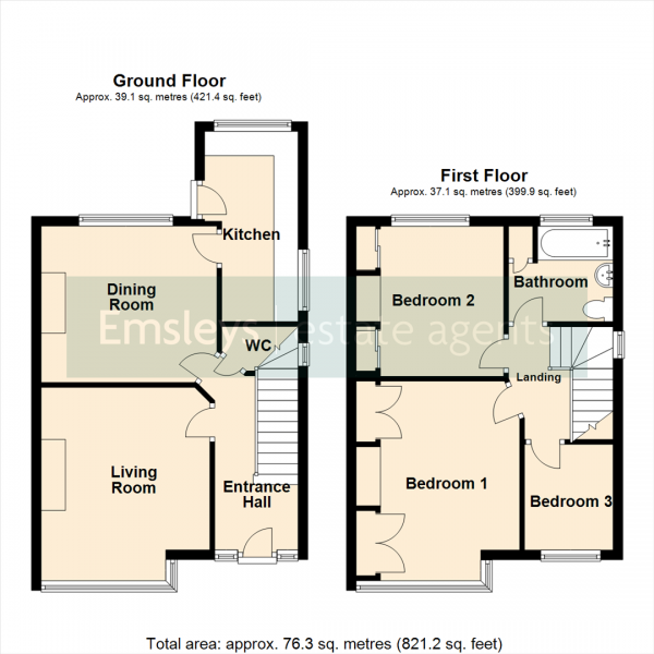 Floor Plan Image for 3 Bedroom Semi-Detached House for Sale in Primrose Lane, Halton, Leeds