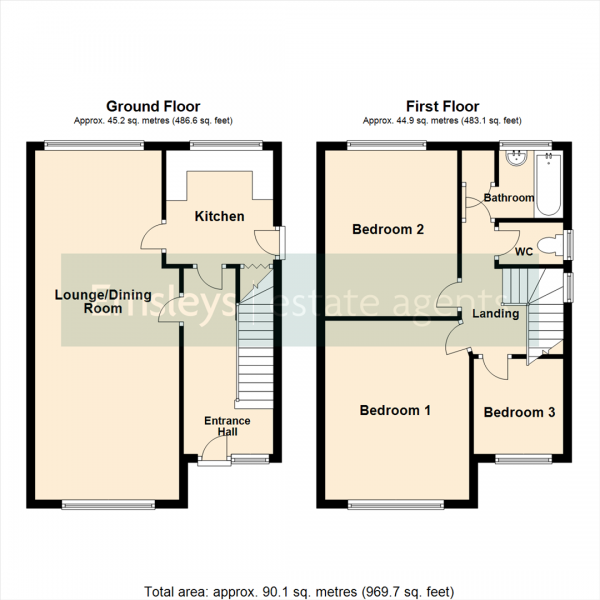 Floor Plan Image for 3 Bedroom Semi-Detached House for Sale in Field End Crescent, Leeds