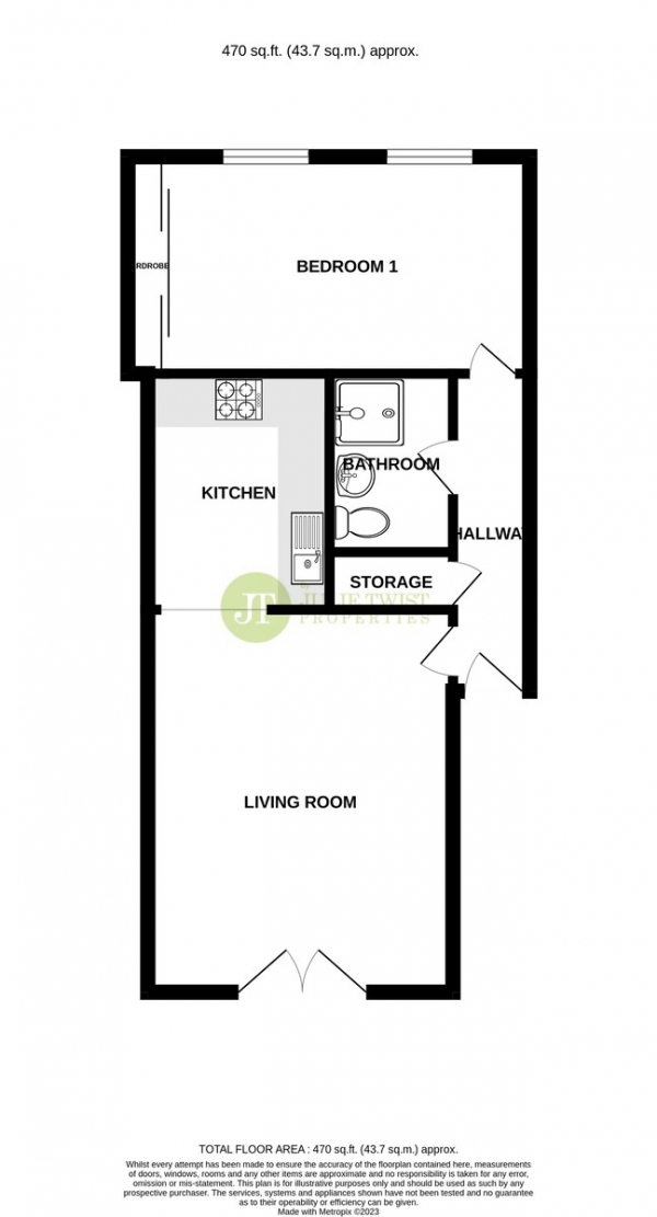 Floor Plan Image for 1 Bedroom Apartment for Sale in Porchfield Square, St Johns Gardens