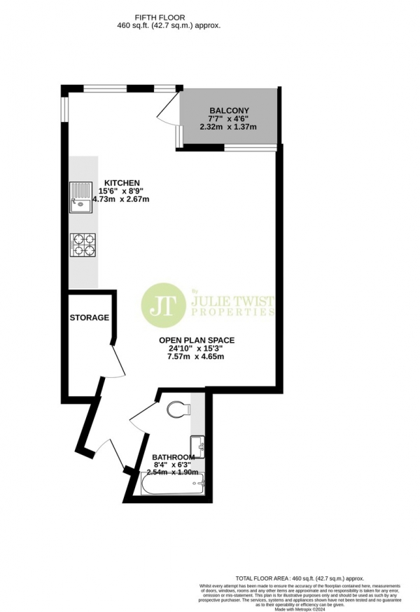 Floor Plan Image for 1 Bedroom Studio for Sale in Millennium Tower, 250 The Quays