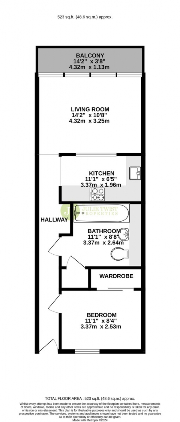 Floor Plan Image for 1 Bedroom Apartment for Sale in Burton Place, 63 Worsley Street