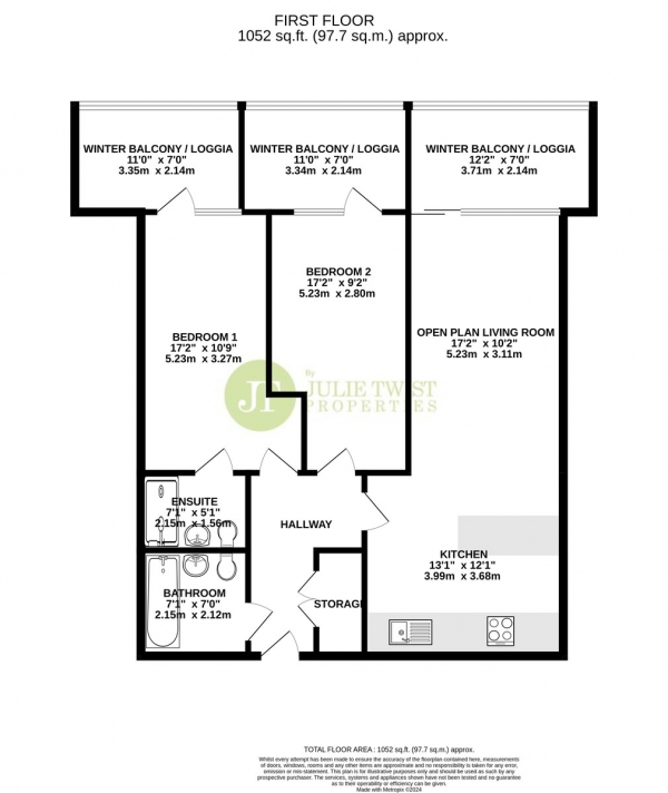 Floor Plan Image for 2 Bedroom Apartment for Sale in Met Apartments, 40 Hilton Street