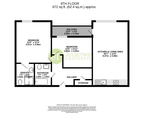 Floor Plan Image for 2 Bedroom Apartment for Sale in Vie Building , 189 Water Street