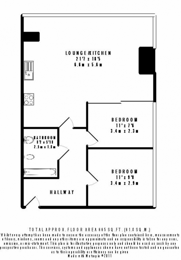 Floor Plan Image for 2 Bedroom Apartment to Rent in Beetham Tower, 301 Deansgate