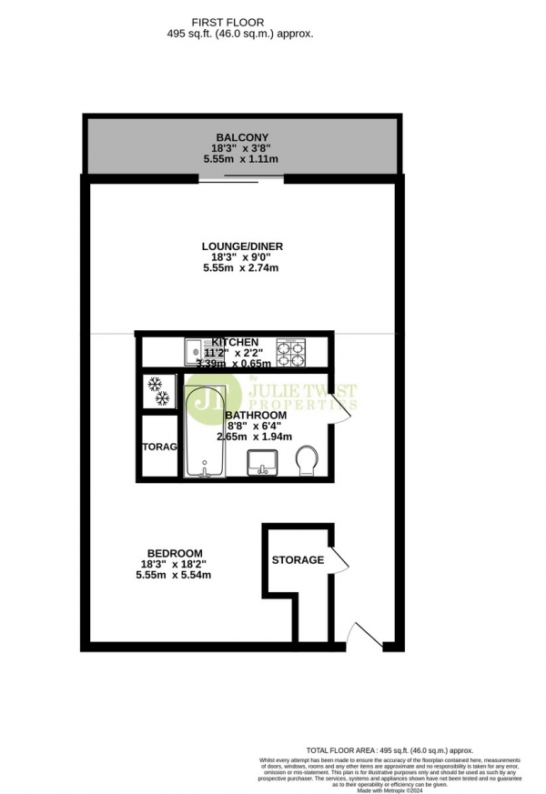 Floor Plan for 1 Bedroom Apartment for Sale in Phoenix Building , Chapeltown Street, M1, 2EY -  &pound210,000