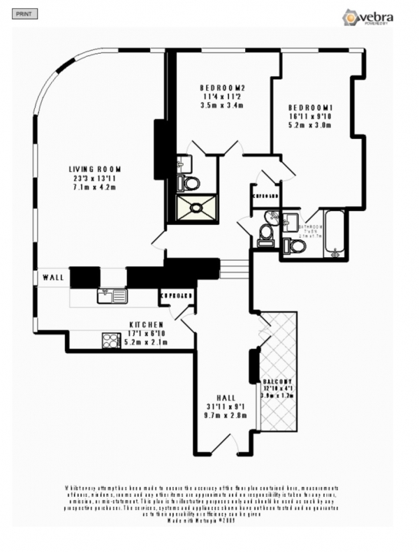 Floor Plan for 2 Bedroom Apartment to Rent in Octo, 1 Police Street, M2, 7LU - £392 pw | £1700 pcm