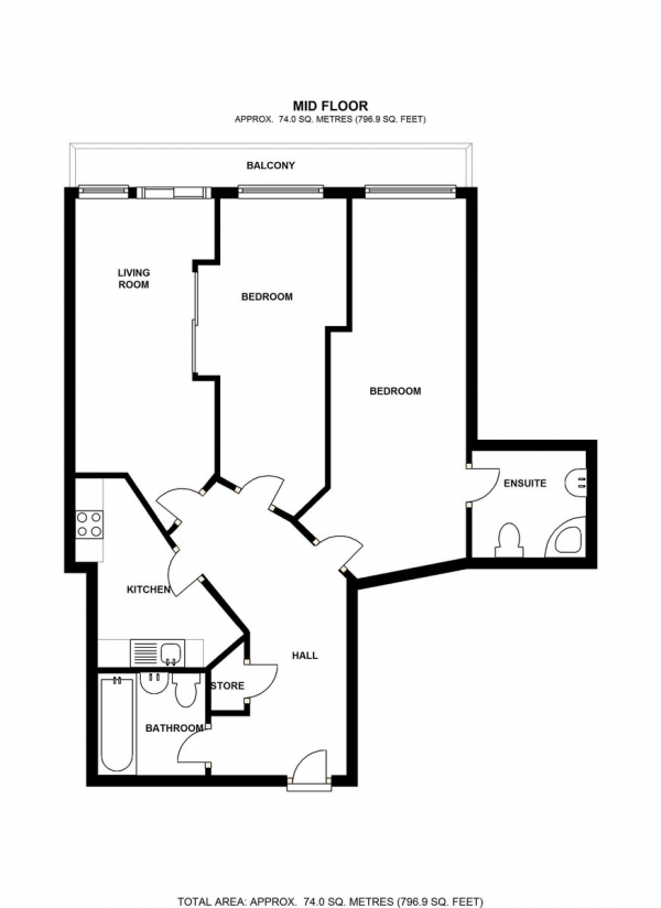 Floor Plan for 2 Bedroom Apartment to Rent in 11 2 Southern Street, M3, 4NJ - £312 pw | £1350 pcm