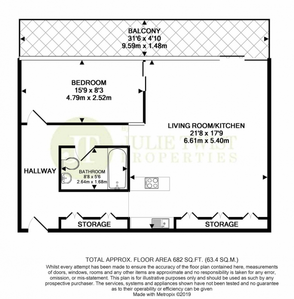 Floor Plan Image for 1 Bedroom Apartment to Rent in The Boxworks, Worsley Street