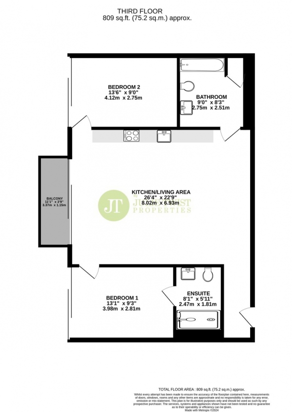 Floor Plan Image for 2 Bedroom Apartment for Sale in Phoenix, Chapeltown Street