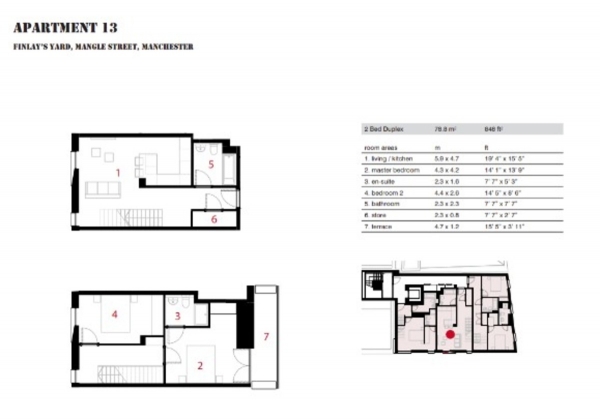 Floor Plan Image for 2 Bedroom Penthouse to Rent in Finlays Yard, 2 Mangle Street