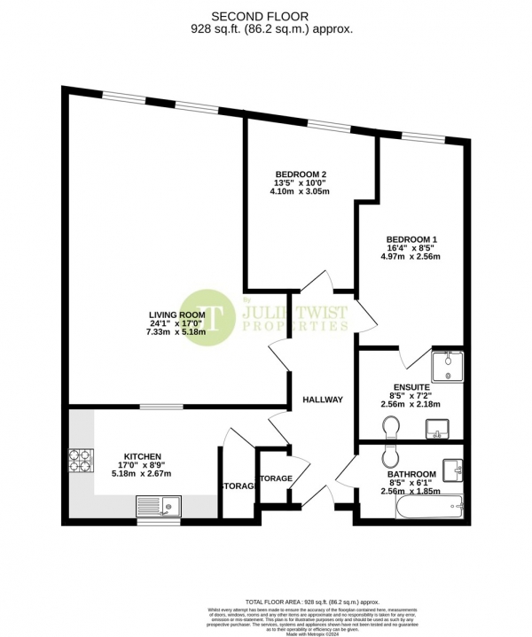 Floor Plan Image for 2 Bedroom Apartment for Sale in Chepstow House, Chepstow Street