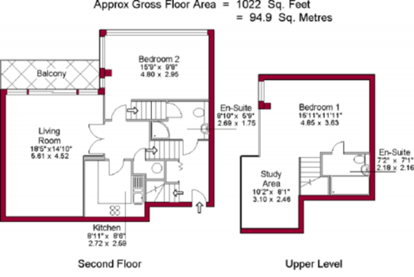 Floor Plan Image for 2 Bedroom Apartment to Rent in Imperial Point, Salford Quays