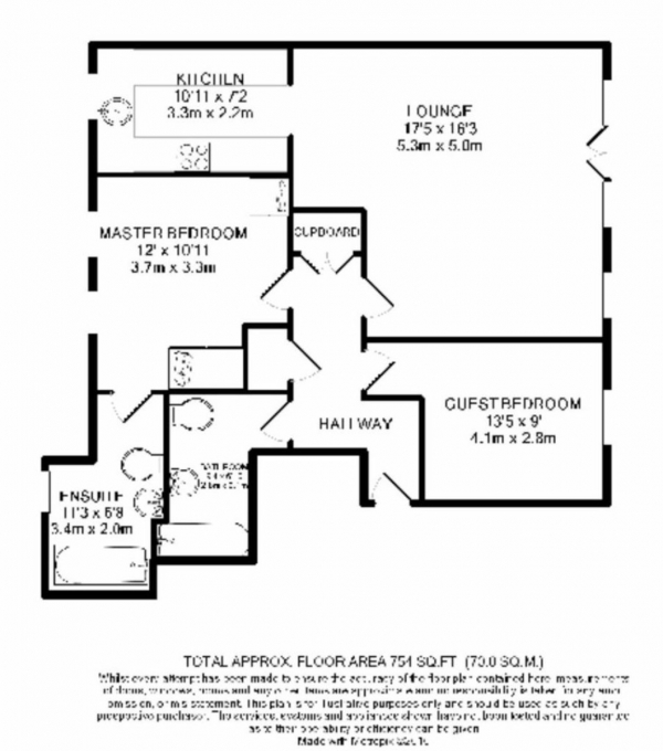 Floor Plan Image for 2 Bedroom Apartment to Rent in Merchants Quay, Salford Quay