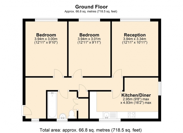 Floor Plan Image for 2 Bedroom Apartment for Sale in Great Cullings, Romford