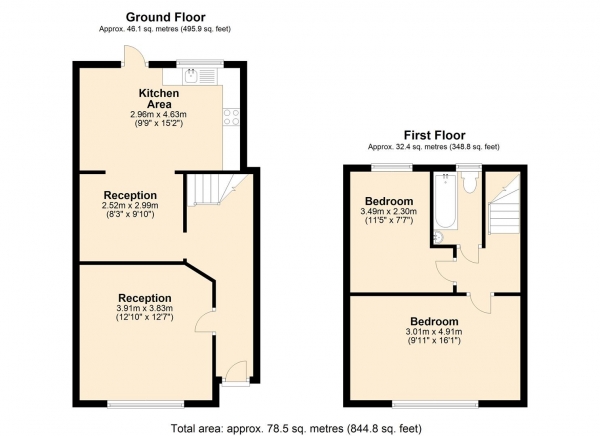 Floor Plan Image for 2 Bedroom Terraced House for Sale in Pinley Gardens, Dagenham, Essex.