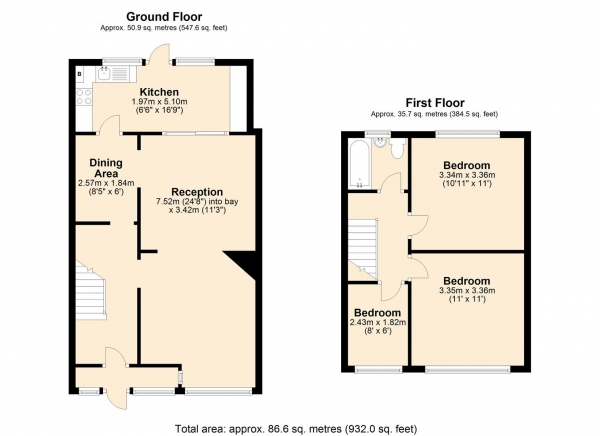 Floor Plan Image for 3 Bedroom Terraced House for Sale in Eastbrook Avenue, Dagenham