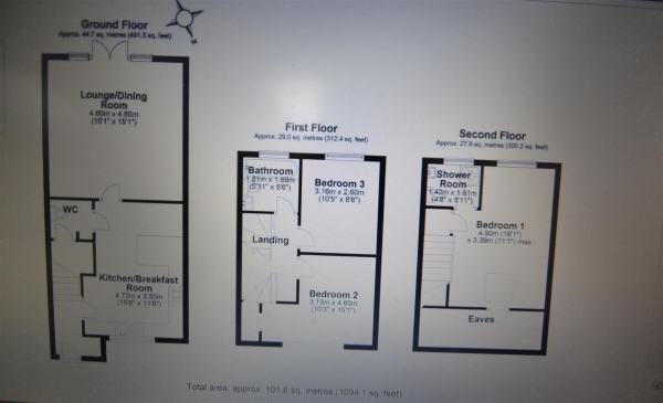 Floor Plan Image for 3 Bedroom Terraced House for Sale in Calverley Crescent, Dagenham