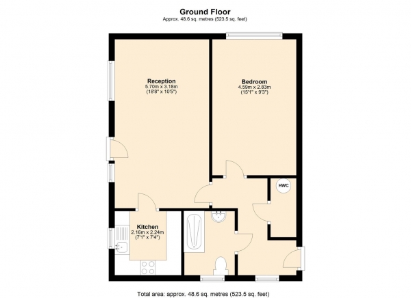 Floor Plan Image for 1 Bedroom Apartment for Sale in White Hart Lane, Collier Row