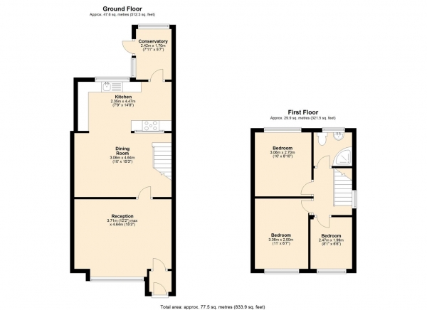 Floor Plan Image for 3 Bedroom End of Terrace House for Sale in Lamberhurst Road, Dagenham.