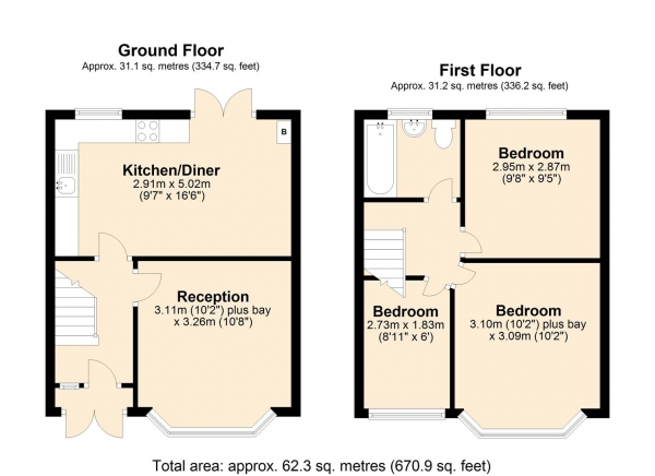 Floor Plan Image for 3 Bedroom Terraced House for Sale in Bosworth Road, Dagenham