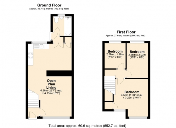 Floor Plan Image for 3 Bedroom End of Terrace House for Sale in First Avenue, Dagenham