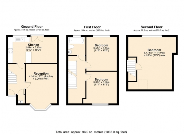 Floor Plan Image for 3 Bedroom Terraced House for Sale in Meadow Road, Dagenham