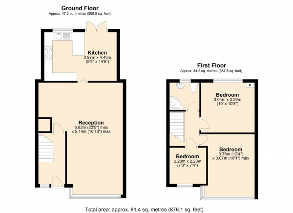 Floor Plan Image for 3 Bedroom Terraced House for Sale in Western Avenue, Dagenham