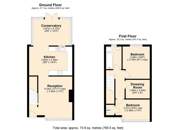 Floor Plan Image for 3 Bedroom Terraced House to Rent in Surrey Road, Dagenham