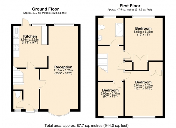 Floor Plan for 3 Bedroom Terraced House for Sale in Wivenhoe road, Barking, IG11, 0RB - Guide Price &pound325,000