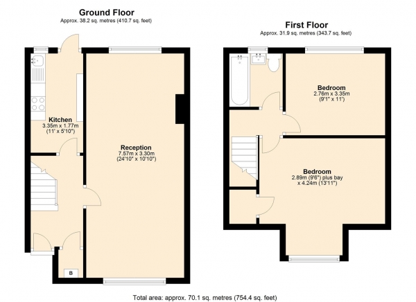 Floor Plan Image for 2 Bedroom Terraced House for Sale in Downing Road, Dagenham